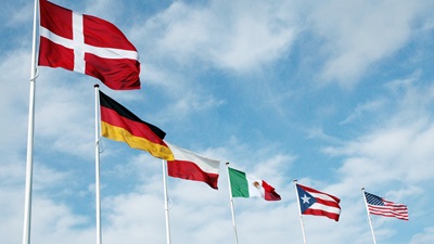 Flags and blue sky